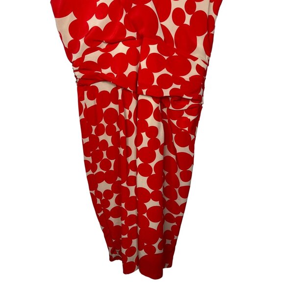 Yoana Baraschi Red Abstract Silk Sheath Dress Sleeveless Ruched Small - Picture 11 of 13